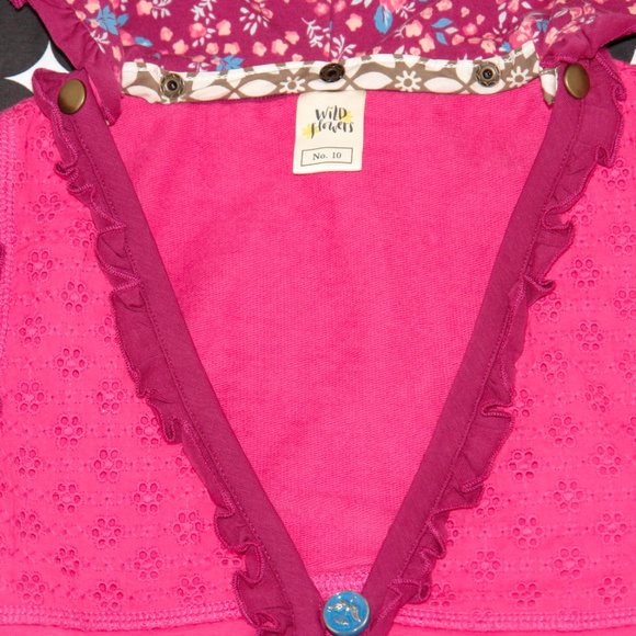 SOLD//////Wildlfowers Fuchsia Vest Detachable Hood 8/9 - Picture 3 of 4